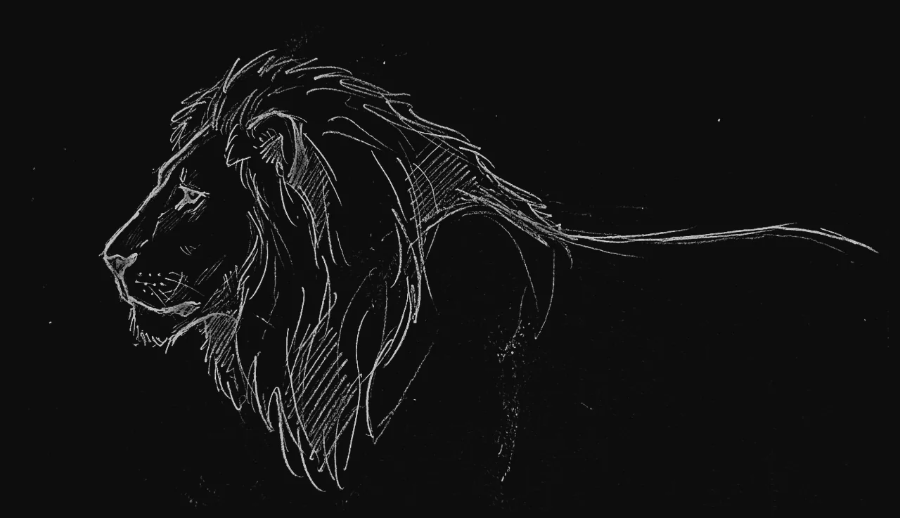 Sanhaga · Dessin du lion, signature de la maison